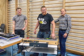 Das Technikteam: Tim L�thi, Thomy Eichelberger und Hans Jenzer. Es fehlt Fritz B�siger, welcher den Verfolger bediente