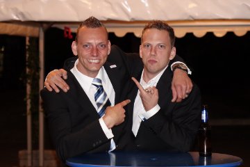 Zwei Dirigenten: Andrin Hltschi (MG Harmonie Sempach) & Thierry Rau (MV Gelterkinden)